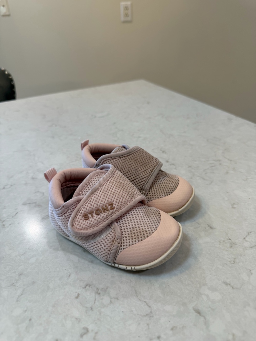 Stonz Blush Pink Mesh Baby Walker Shoes with Velcro Strap